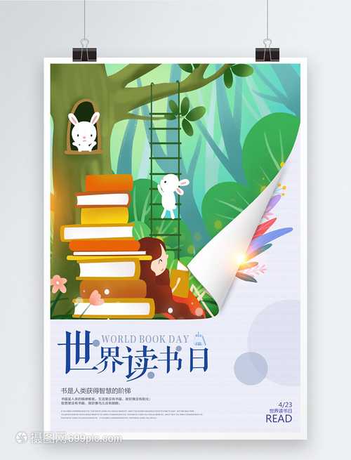 創(chuàng)意小清新世界圖書(shū)日海報(bào)